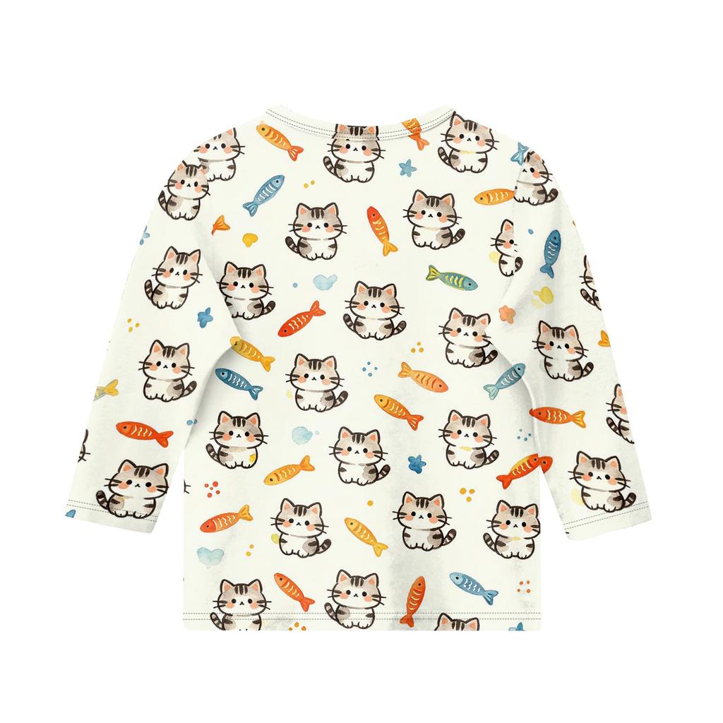 Kinder Tierdruck Rundhals Dreiviertelarm Lässiges T-Shirt Leichter Weicher Stoff Bequeme Passform Geeignet für den Alltag