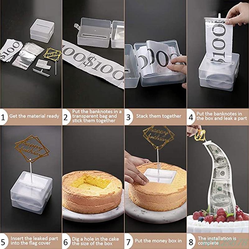 

Cake Money Pulling Box Reusable Creative Cake Making Mold Funny Cake Decoration Cake Money Draw Box Party Baking Decoration прозрачный