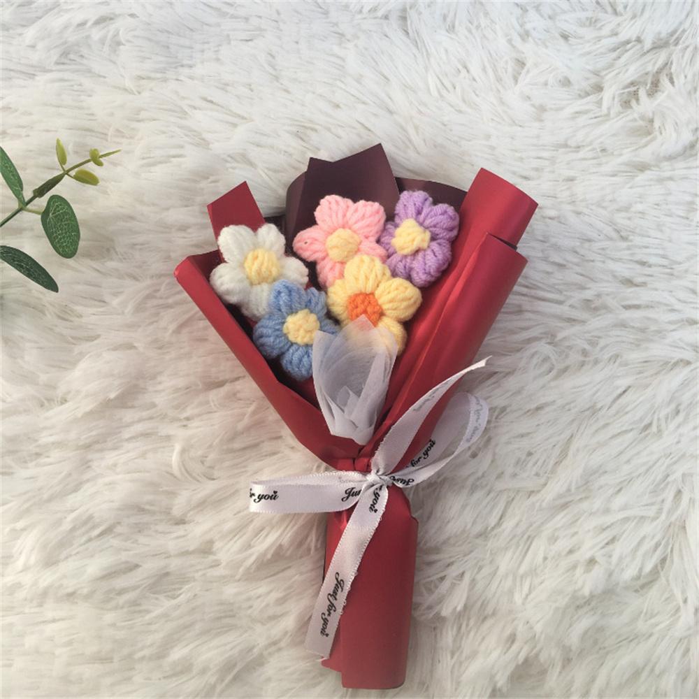 Knitted Daisy Bouquet Mini Crochet Artificial Flower Bouquet Valentine's Day Gifts Accessories Wedding Birthday Party Home Decor