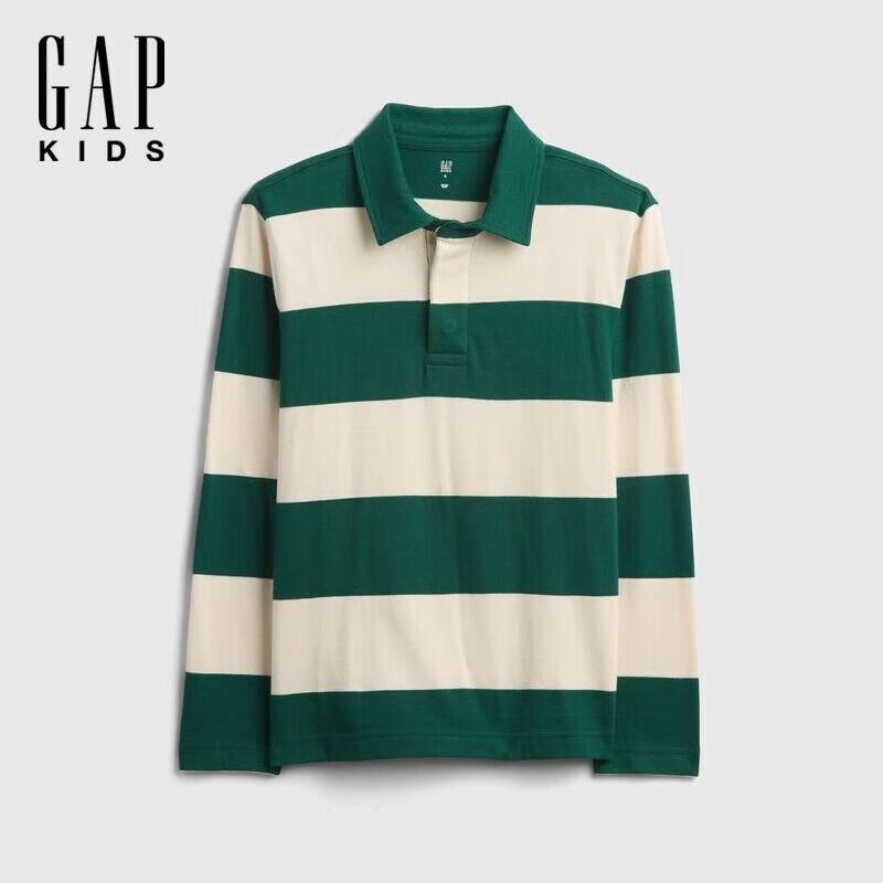 GAP Boy s Irregular Striped Long Sleeve Polo Shirt L
