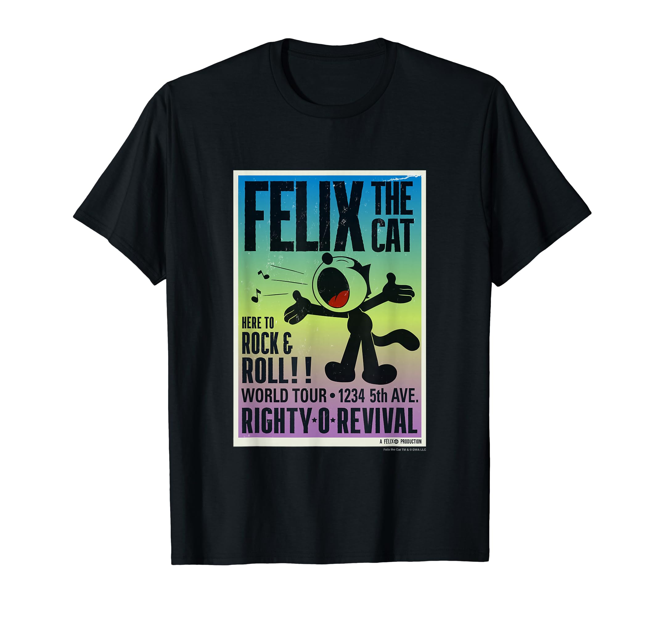 Felix the Cat HERE TO ROCK AND ROLL! T-shirt