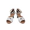 Gengzee Women's Modern Latin Dance Shoes, Adult High Heel Strap Ballroom Dance Shoes with Suede Sole, Silver, Size 23.0cm