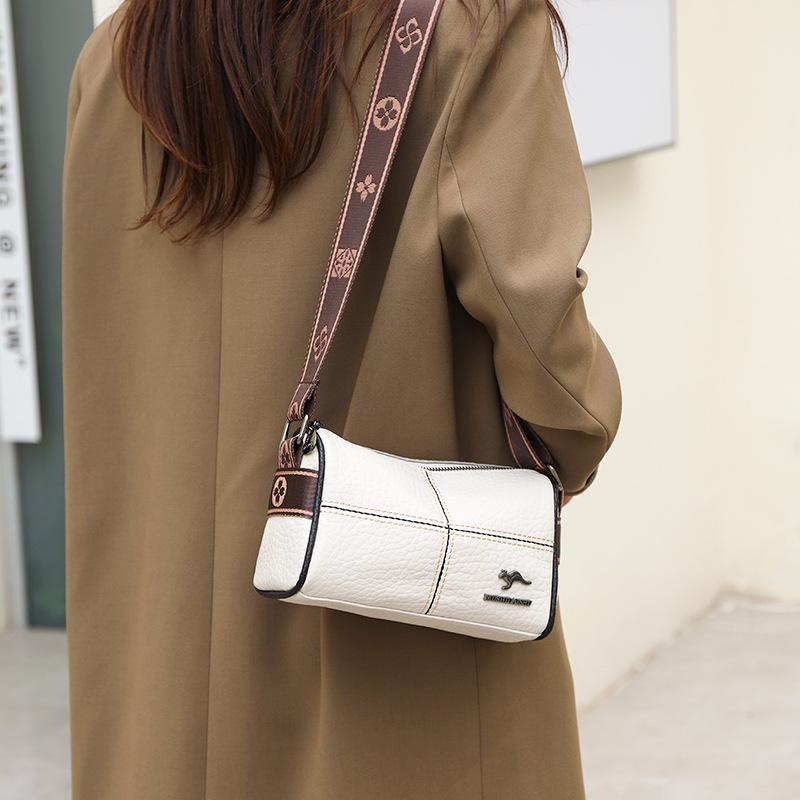 Leather Women's Bags New Trendy Fashion Splicing Shoulder Messenger Bag First Layer Cowhide Pillow Bag