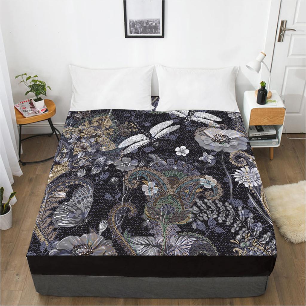 Fashion Home Textile 3D Printing Pattern Bed Sheet Mattress Cover Elastic Band Bed Sheet Bedding