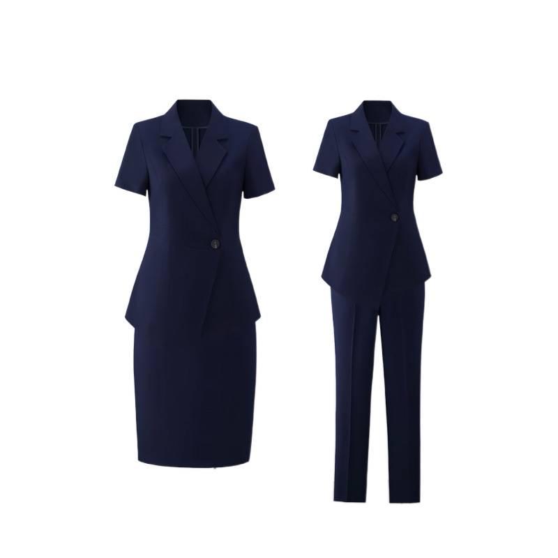 Women's Black Short-Sleeve Suit Jacket – Summer Lightweight, Elegant, Slimming, Professional Wear