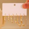 3 Pairs Women Earrings Ear-Pin Closure Stable Wearing Structure Multi-Size Hoop Earrings with Rhinestones Inlaid Jewelry Gift