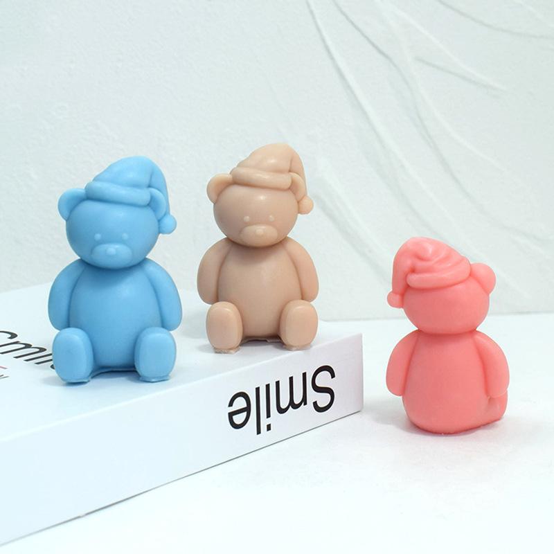 Silicone Bear Candle Silicone Mold 3D Cute Animal Bear Soap Plaster Resin Crafts Cement Mold DIY Ice Cube Making Tools Home Gift