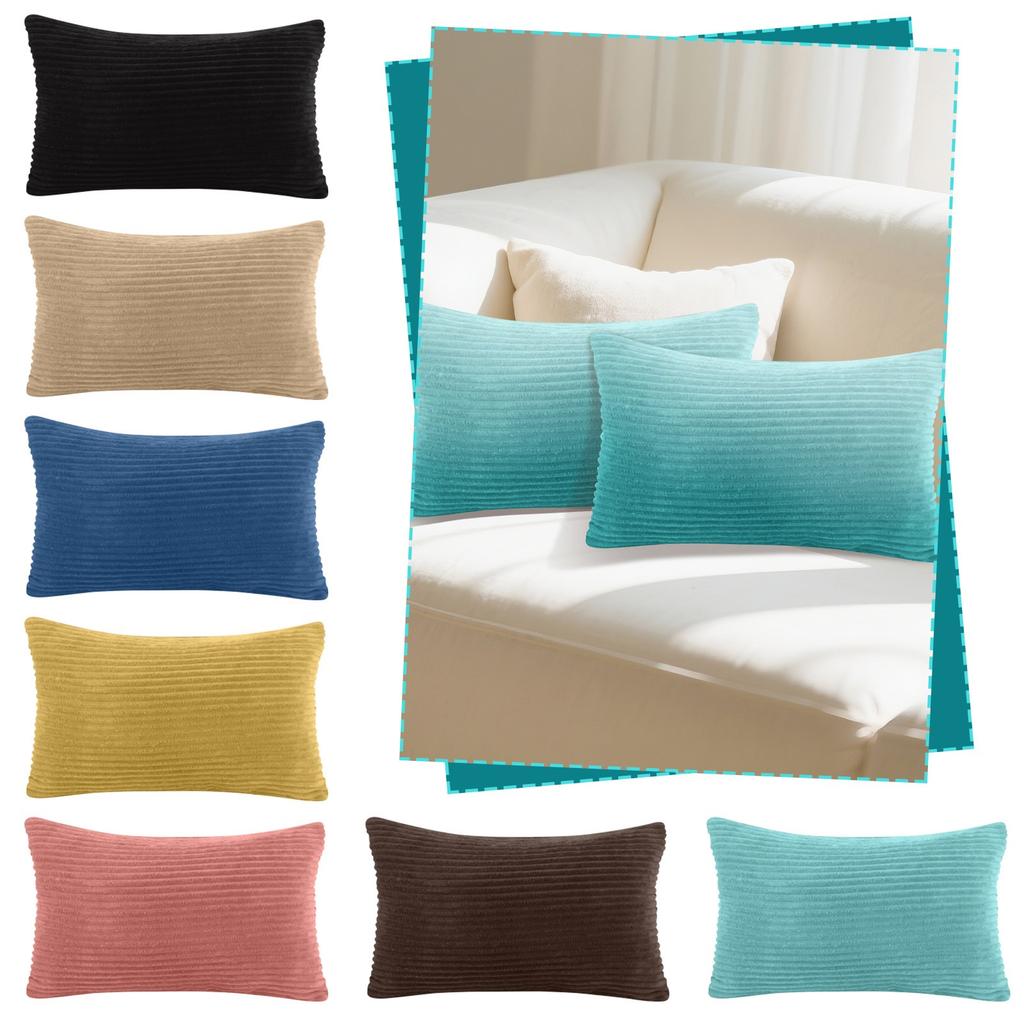 Têxtil para o lar: Veludo Cotelê Macio, Veludo Listrado, Capa de Almofada Retangular Embelezada