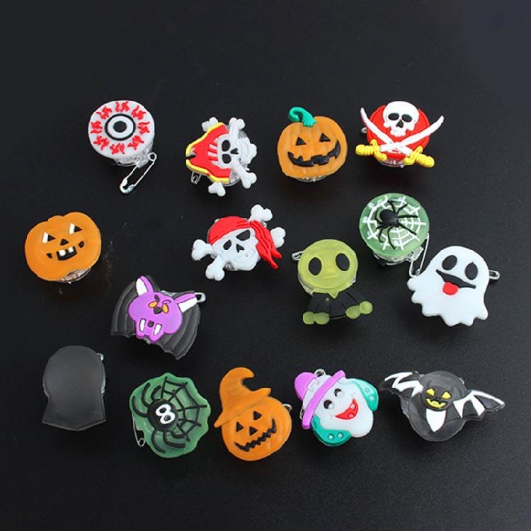 25pcs Party Accessories LED Flashing Brooch Pin Cartoon Light Glowing Badge Gift
