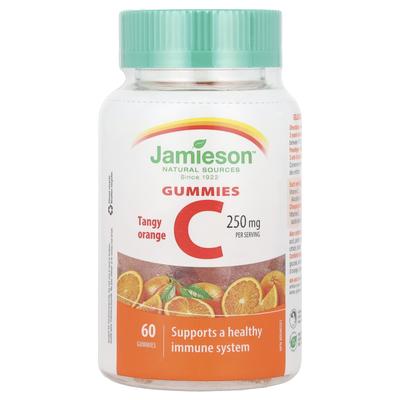 Jamieson Vitamine, gumii de vitamina C, portocale acidulate, 250 mg, 60 de gumii (125 mg pe gumă)