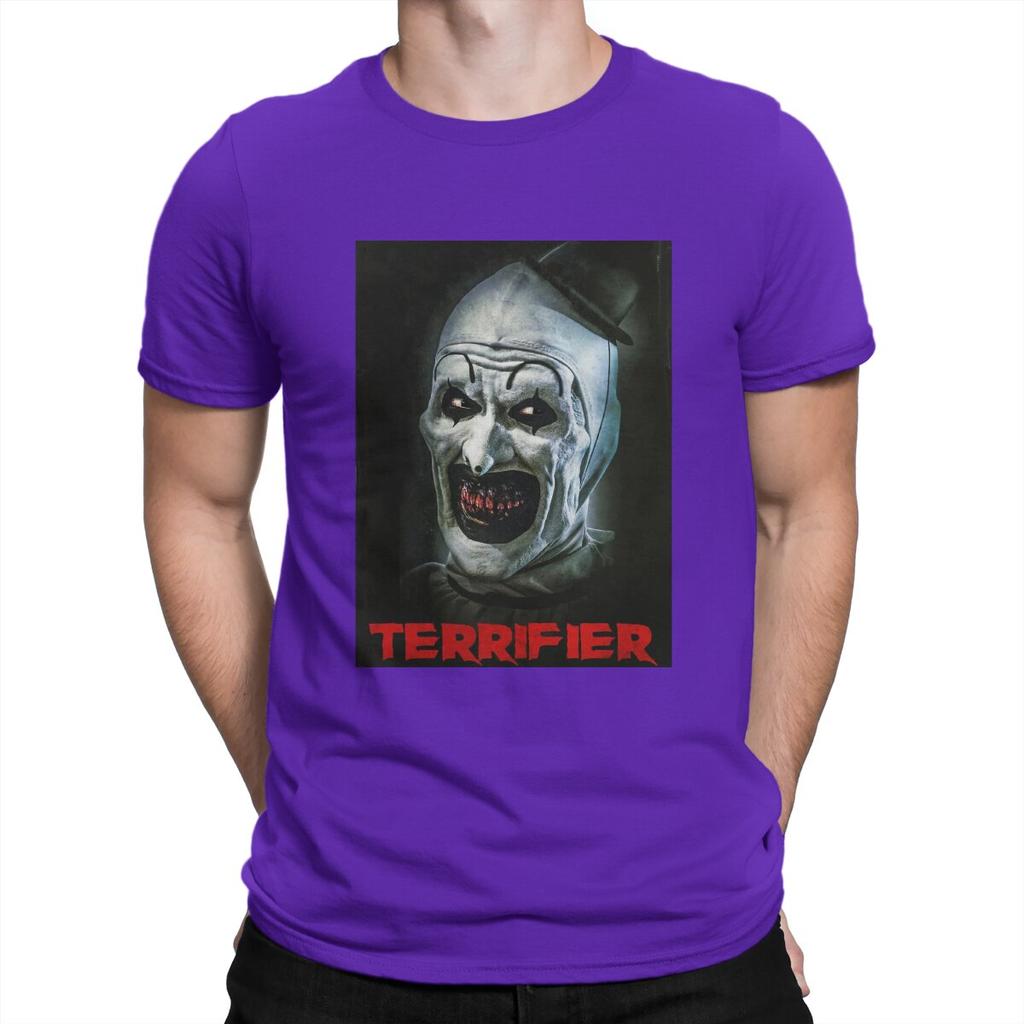 Novelty Terrifier Medium Horror T-Shirt for Men Round Collar Pure Cotton T Shirt Scary Horror Short Sleeve Tees Unique Clothes