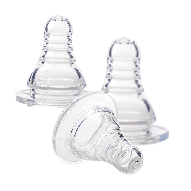 3pc Standard Neck Baby Bottle Nipples M Shape Round Hole Silicone Teat Replacement for Infant Feeding Compatible with Standard Bottles One Size
