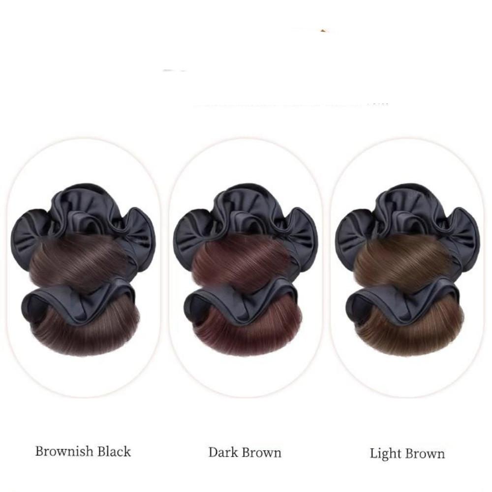 Synthetic Black Large Intestine Hair Ring Bun Head Wig Fashionable and Elegant Ladies Flower Bud Head Wig Hair Accessories