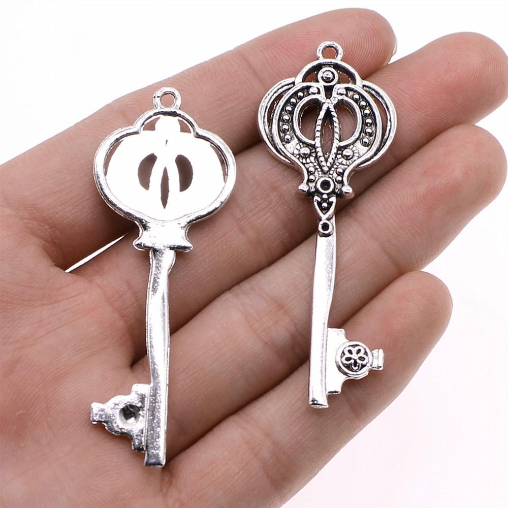 5pcs Charms Key Antique Silver Color Vintage Key Charms For Jewelry Making Charms Pendant Key Jewelry Findings DIY