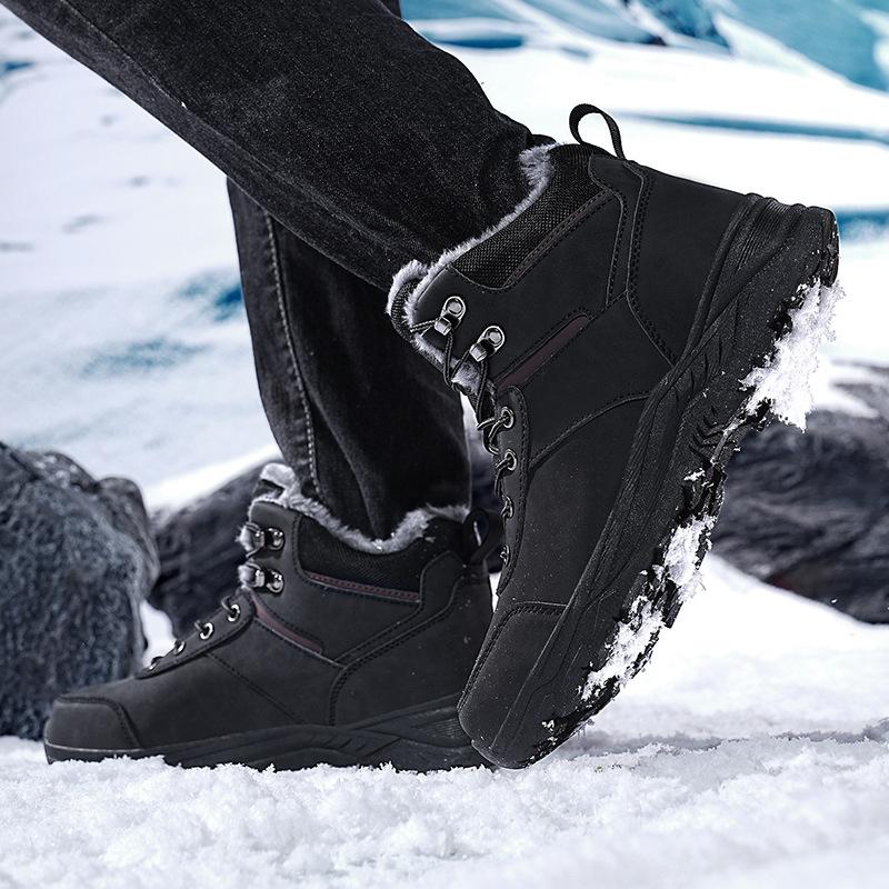 Cotton shoes fashion men's shoes 2026 new large size shoes non-slip winter velvet sports cotton shoes warm snow boots