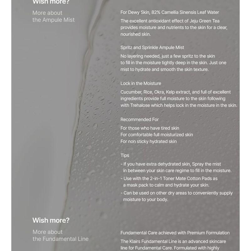 dear, klairs Fundamental Ampule Mist Bundle Set