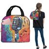 Microphone Rock And Roll Rockabilly Insulated Lunch Bag for Women Children Portable Food Boxes Thermal Lunch Box Tote