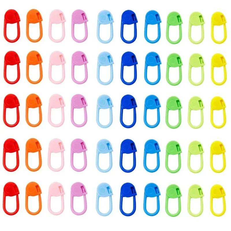 50-500pcs Mix Color Plastic Resin Small Clip Locking Stitch Markers Crochet Latch Knitting Tools Needle Clip Hook Sewing Tool