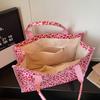 Borsa a Spalla con Stampa Leopardo Trasparente Grande Capacità da Pendolare Borsa Tote da Donna