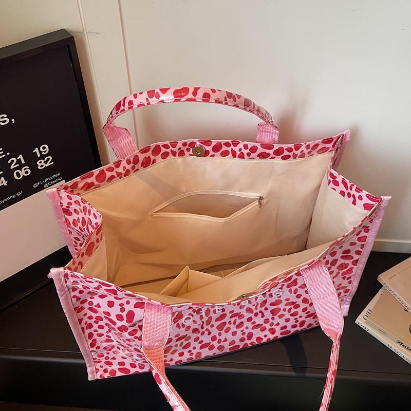 Borsa a Spalla con Stampa Leopardo Trasparente Grande Capacità da Pendolare Borsa Tote da Donna