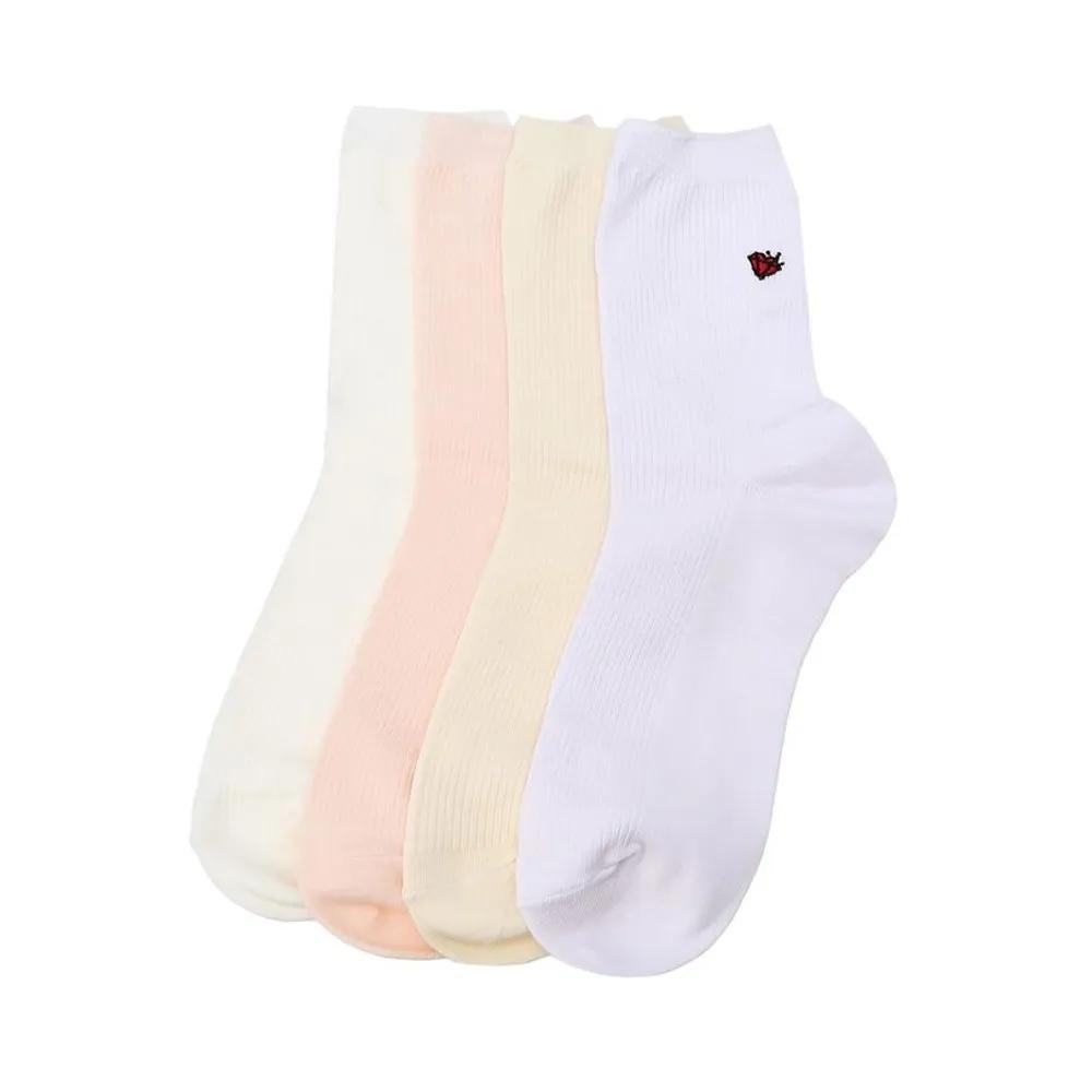 [26FW] Women's Petit Diamond Embroidered Mid-calf Socks 4-Piece Set JASS6F004I2