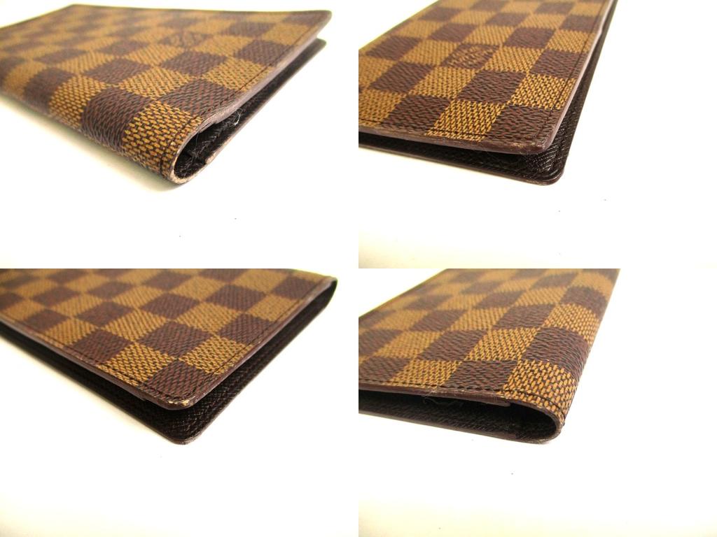 Authentisches LOUIS VUITTON Damier Braun Leder Klappe Scheckbuch Geldschein Portemonnaie #a855 Geöffnete Schachtel