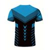Stretchy Fit Geometric Print Crew Neck T-Shirt - Quick-Dry, Moisture-Wicking, Summer Fitness, Training, and Gym Wear - Ideal for Men's Sports