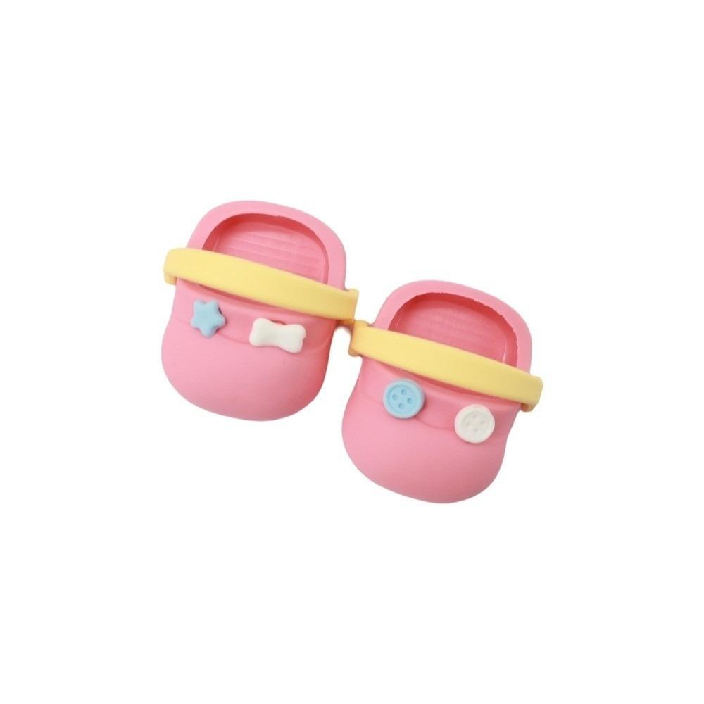 

Big Head Shoe Doll Slippers Round Toe Cartoon Slippers Mini Silicone Slippers Children Toys розовый