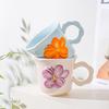 Three Dimensional Handmade Design Sense Flowers High Value Ceramic Mug Coffee Cup Girls Water Cup Creative Birthday Gift