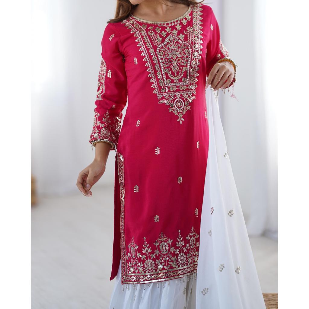 Women Bollywood Ready To Wear Party Wear Sharara Suit Salwar Kameez Set Dress SC-2204