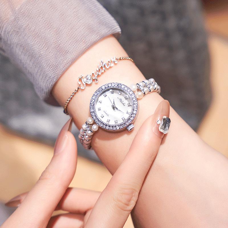 Diamond Watch Women'S Minimalist Temperament Pearl Watch With Fashionable Women'S Watch Trendy Women'S Watch