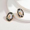Elegant 18K Gold Vintage Stainless Steel Geometric Oval Jewelry Set