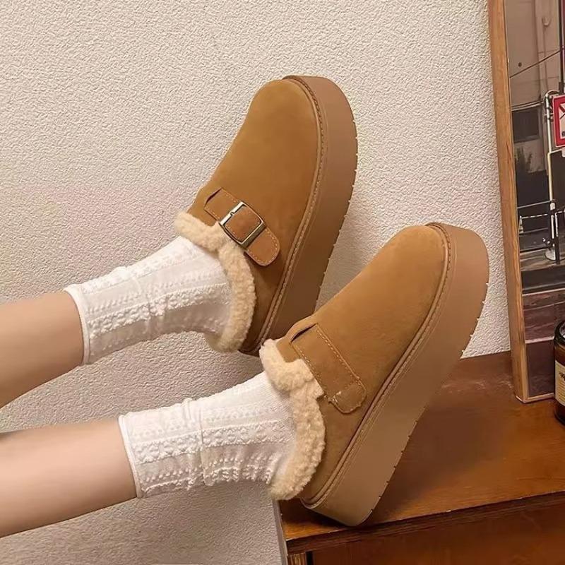 

Thick-soled Women s Shoes, Slippers, Fleece Cotton Shoes, Toe Caps, Half-slippers and Snow Boots 40 світло-коричневого кольору