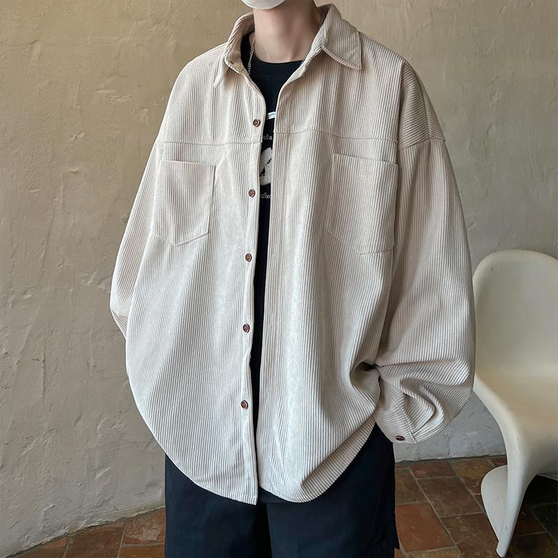 Spring Loose Casual Shirts Men Fashion Lapel Button All-match Solid Shirts Coats Men's Clothing Long Sleeve Tops Korean Shirt