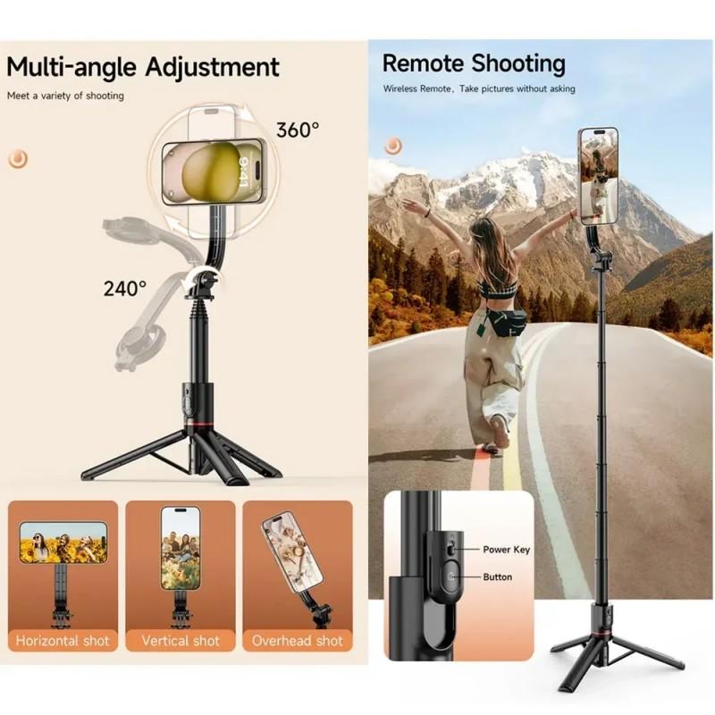 For Magsafe Tripod Magnetic Selfie Stick Portable Extendable Handle Tripod Monopod With Bluetooth Remote For iPhone 17 Android
