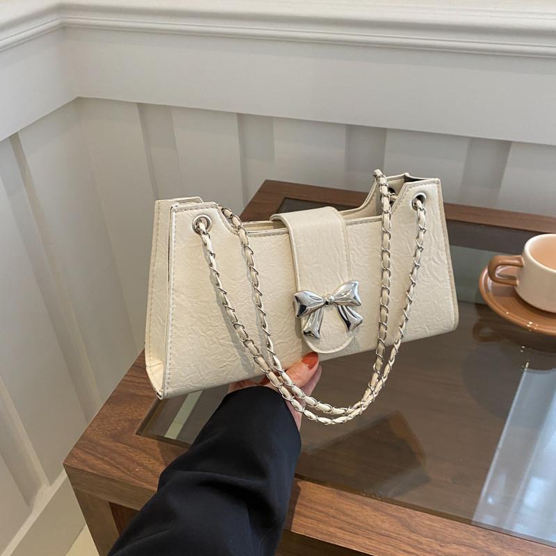 Elegant Butterfly Bow Small Square Bag Pu Leather Chain Shoulder Bag For Women 2024 Trend