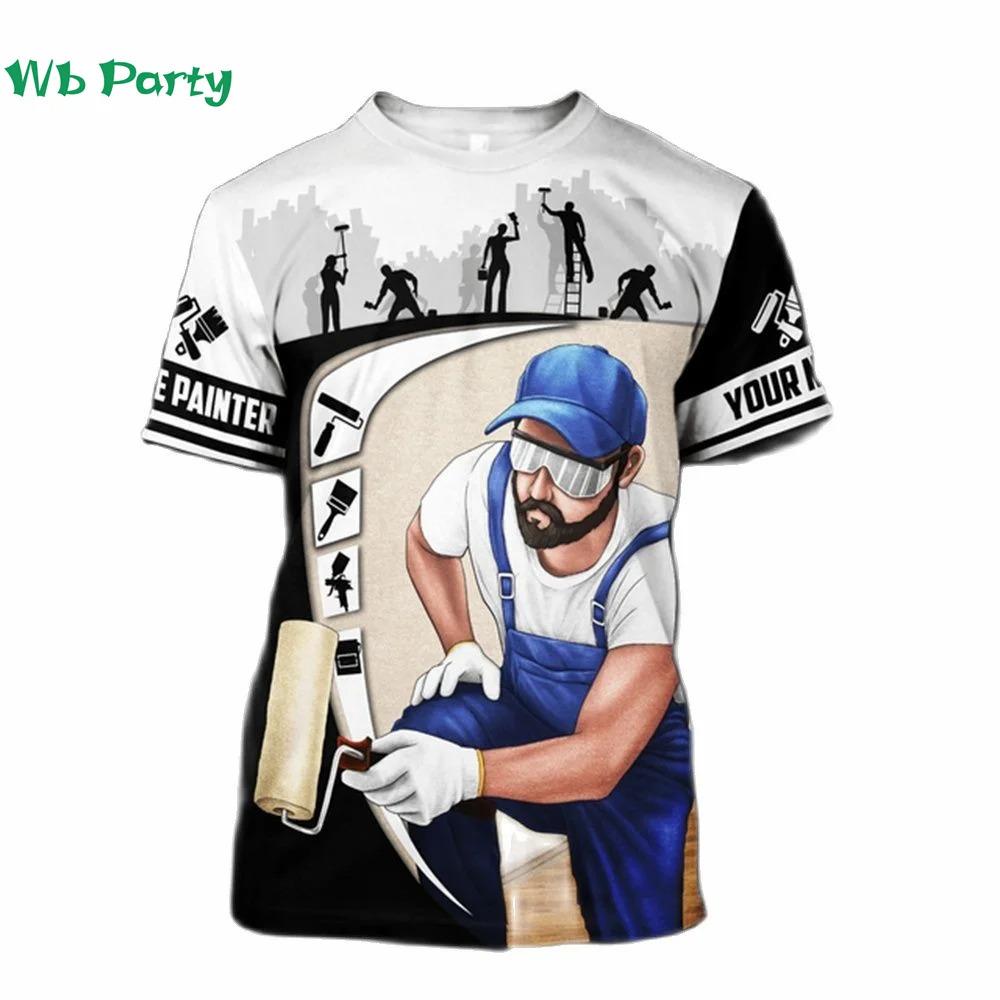 Camiseta de Verano Nueva para Hombre Estilo Pintor Personalizada Moda Cuello Redondo Holgada Manga Corta Tallas Grandes Tops Personalizados Regalos para el Día del Padre