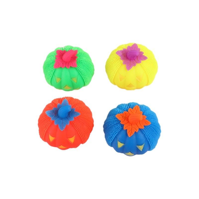 Halloween Toys - Squeezable Happy Glowing Fuzzy Pumpkin Ghost Glowing Toy Stress-relieving Squeeze Toy