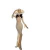 Sexy Hollow Pleated Mesh Slim Fit Semi-transparent Blouse Long Dress Fairy Island Vacation Dress