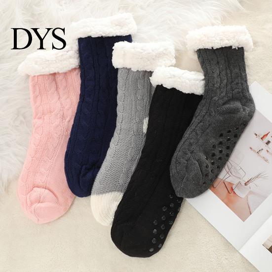 Thermal Slipper Socks 1 Pair Non-Slip Ultra-Thick Cashmere Home Sleeping Indoor Winter Footwear for Women And Elderly Slip-proof