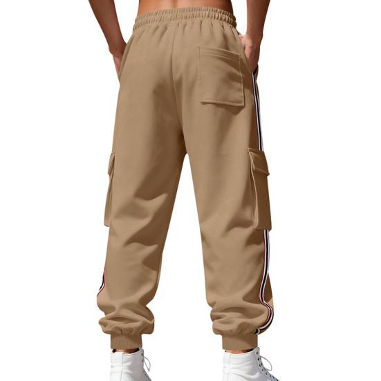 Men Winter Jogger Pants Drawstring Waist Gym Sweatpants Thickened Warm Cargo Pants Baggy Track Pants for Jogging Running Workout