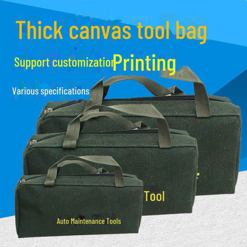 Large Capacity Wear-Resistant Canvas Tool Bag for Electricians and Woodworkers with Multi-Function Storage