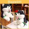 Cute Cartoon Handheld Rose Husky Plush Stuffed Toy Pillow For Room Decoration