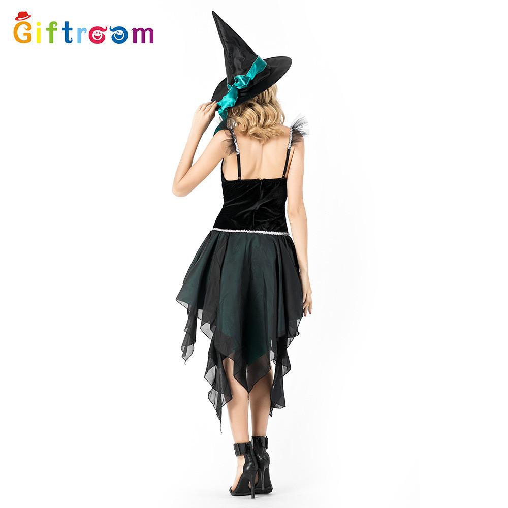 Witch Costume Fashionable For Women With Polyester Material And Elegant Embroidery Fun For
