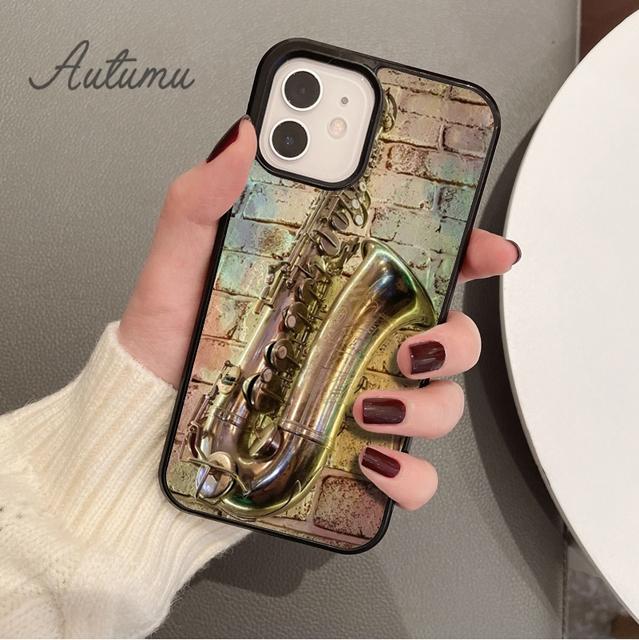 Saxophone Watercolor Art Phone Case for iPhone 11 12 13 14 Pro Max Mini X XR XS SE 2020 6S 7 8 Plus Samsung Galaxy S21 S22 Cover