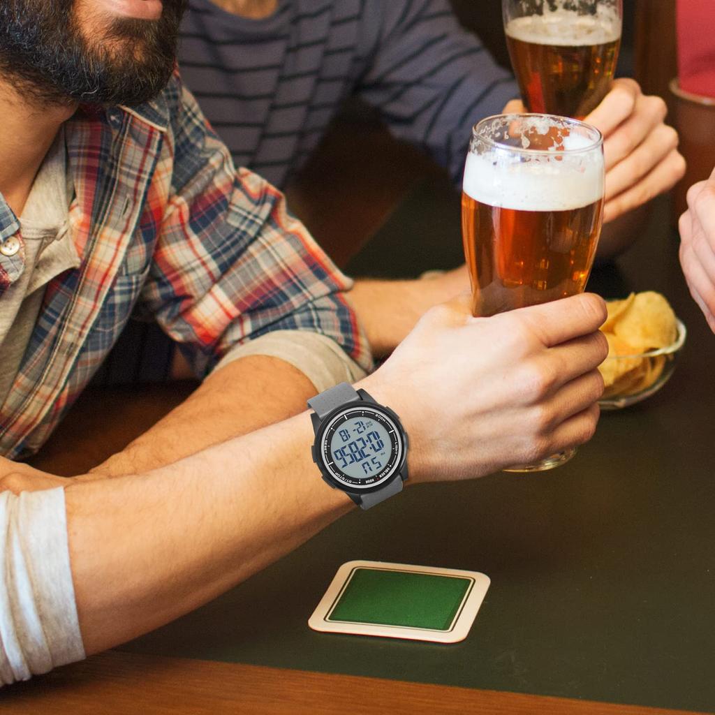 GOLDEN HOUR minimalist waterproof sports digital watch with display and rubber Unisex Men's Watch Ultra-thin, design, wide-angle strap. model.