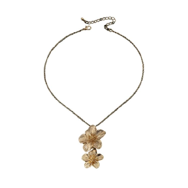 Artisanal Floral Pendant Necklace Adjustable Clavicle Chain Alloy Crafted Lightweight Versatile Jewelry Accessories