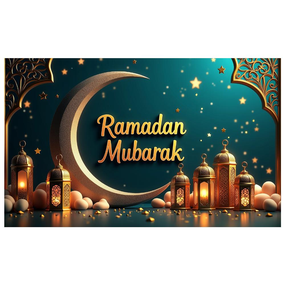 Ramadan Mubarak Lantern Backdrop Banner Islamic Celebration Event Decor Party Supplies Photography Props Decorations Background