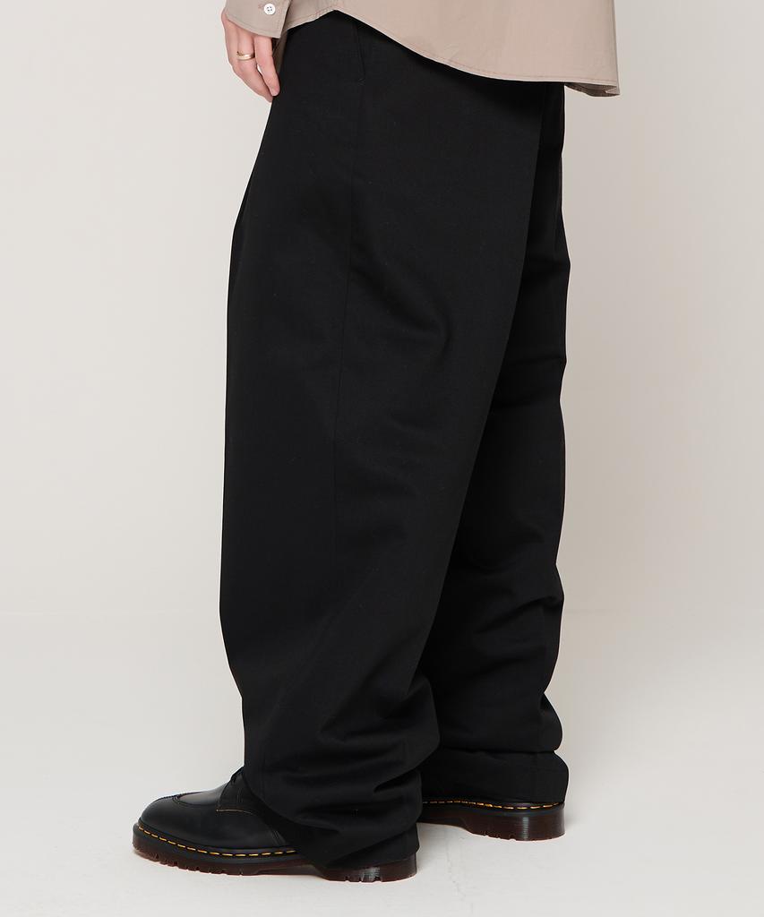 CARGOBROS Heavy Banding Wide Slacks (Black)