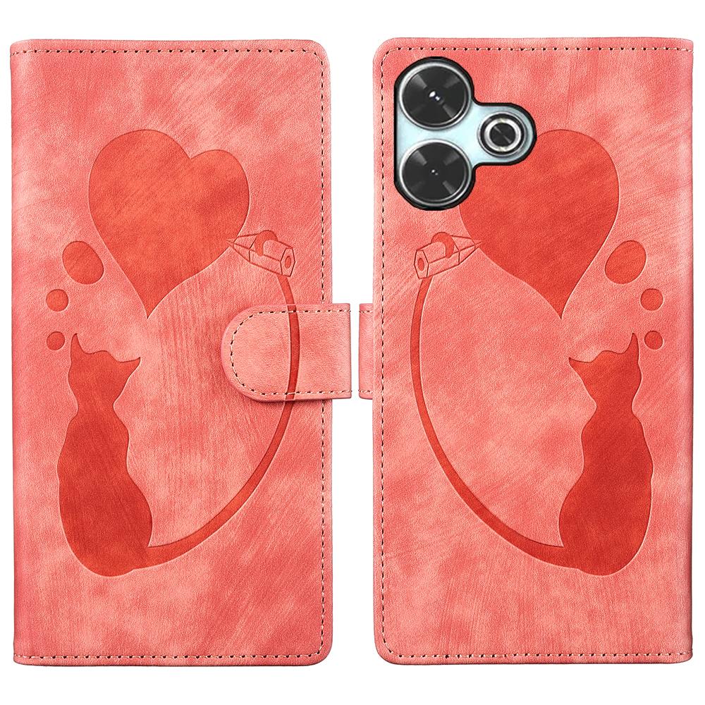 For Xiaomi Redmi 13 4G/13 5G Case Heart Cat Folding Stand PU Leather Phone Cover